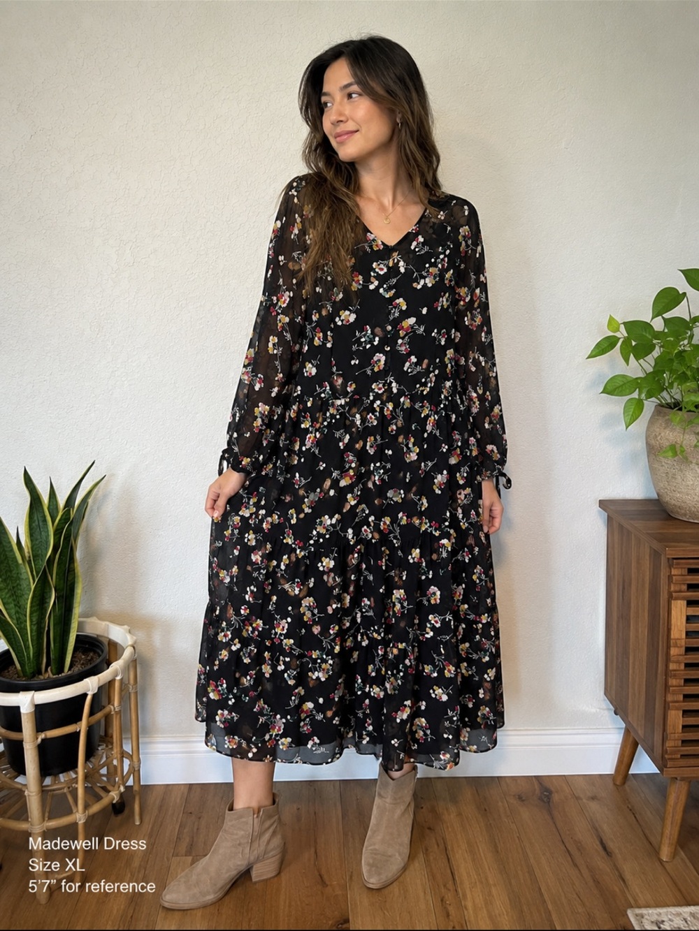 Madewell Black Floral Maxi Dress
